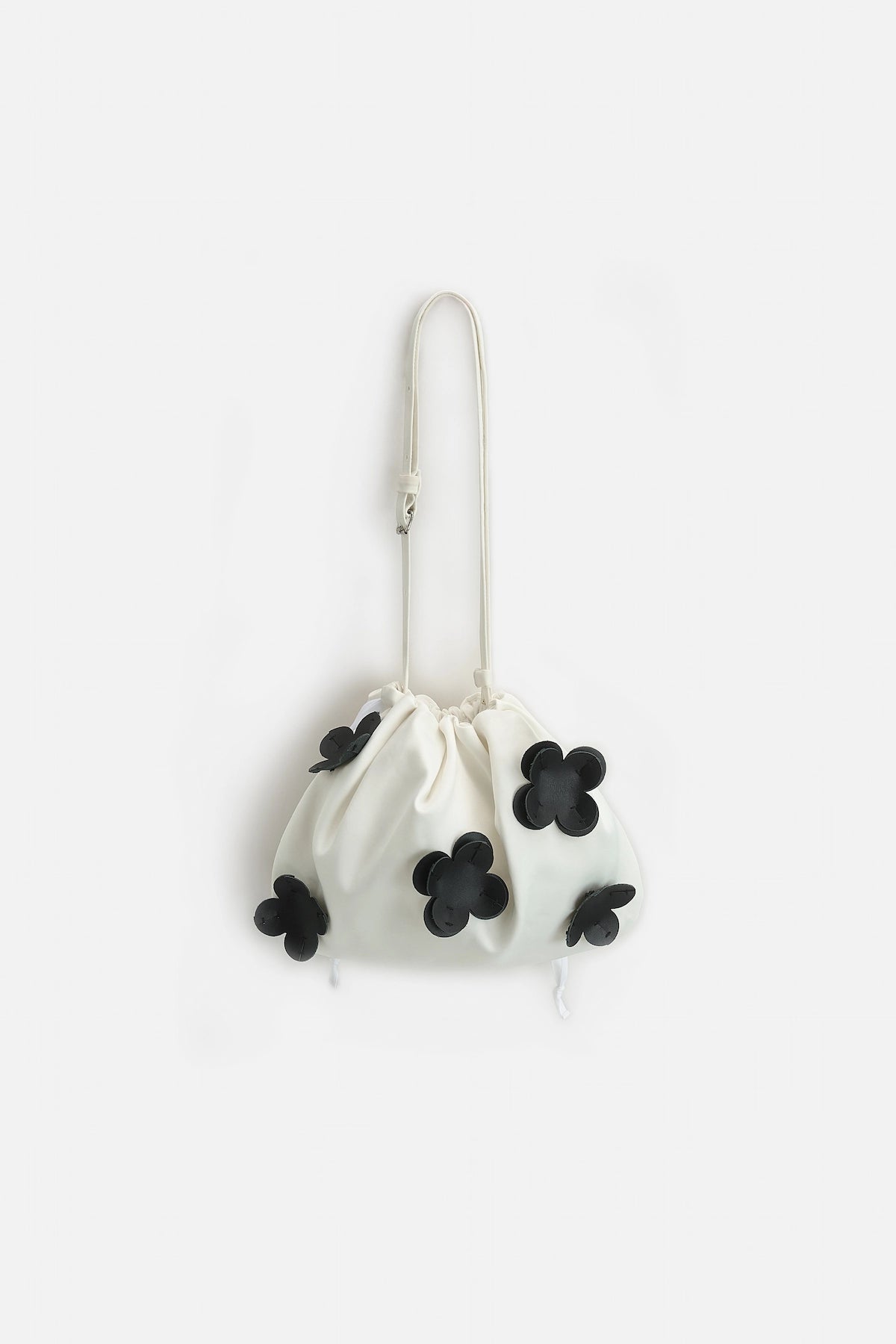 LEATHER FLOWER GATHERED BAG