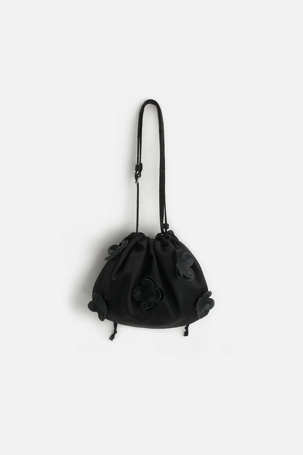 LEATHER FLOWER GATHERED BAG