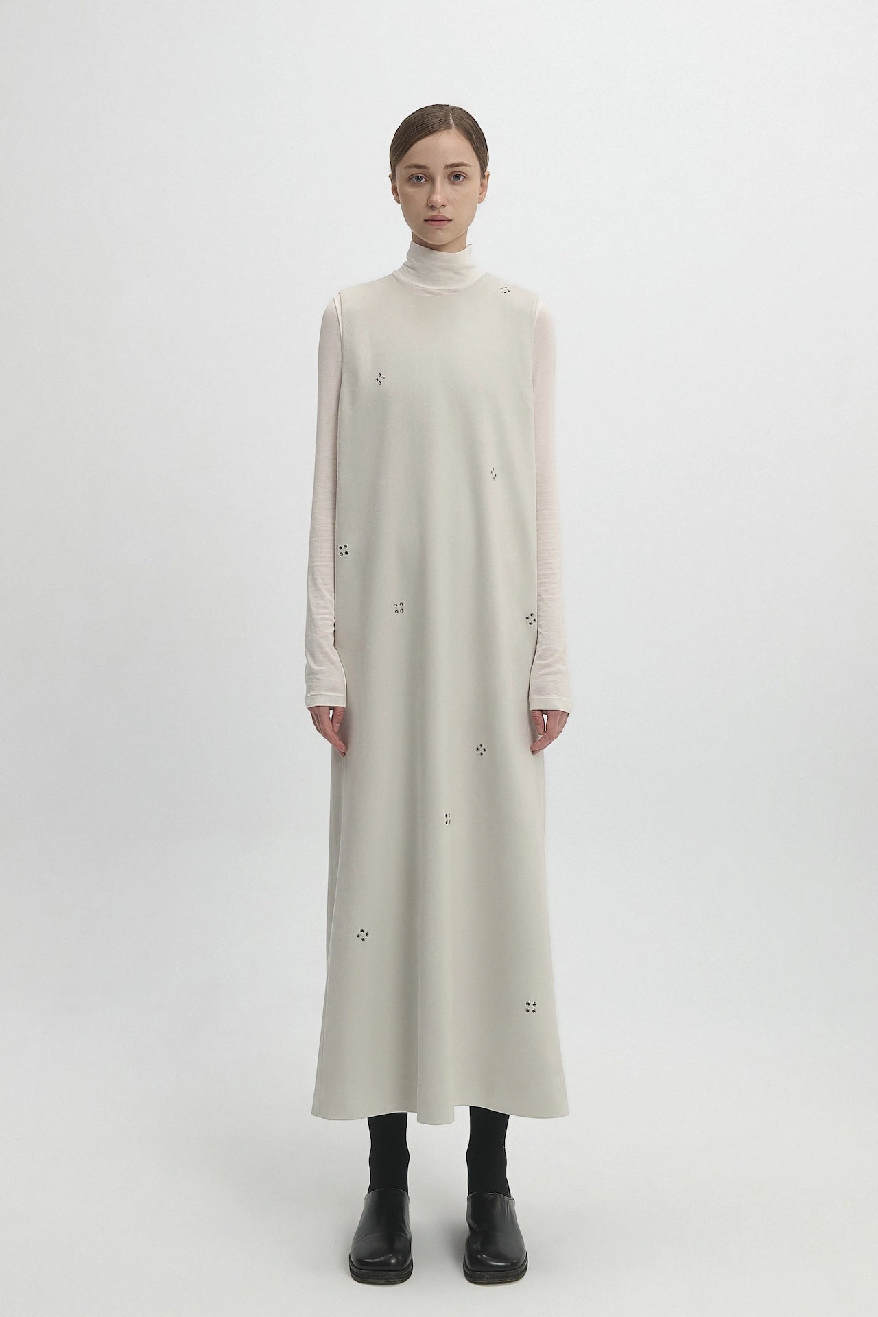 EYELET DETAIL DRESS