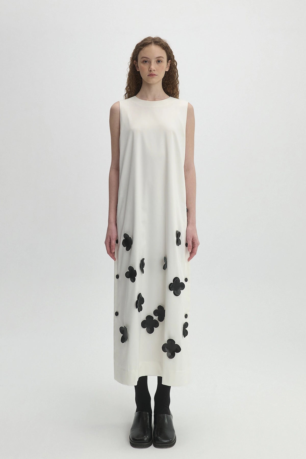 LEATHER FLOWER MAXI DRESS